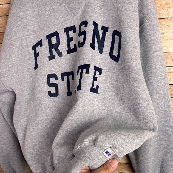 Vintage Russell Athletic Fresno State Crewneck Sweatshirt Gray Size XL *wear* - Picture 4 of 8